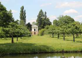 Wörlitzer Park Blick durch Allee zum Floratempel