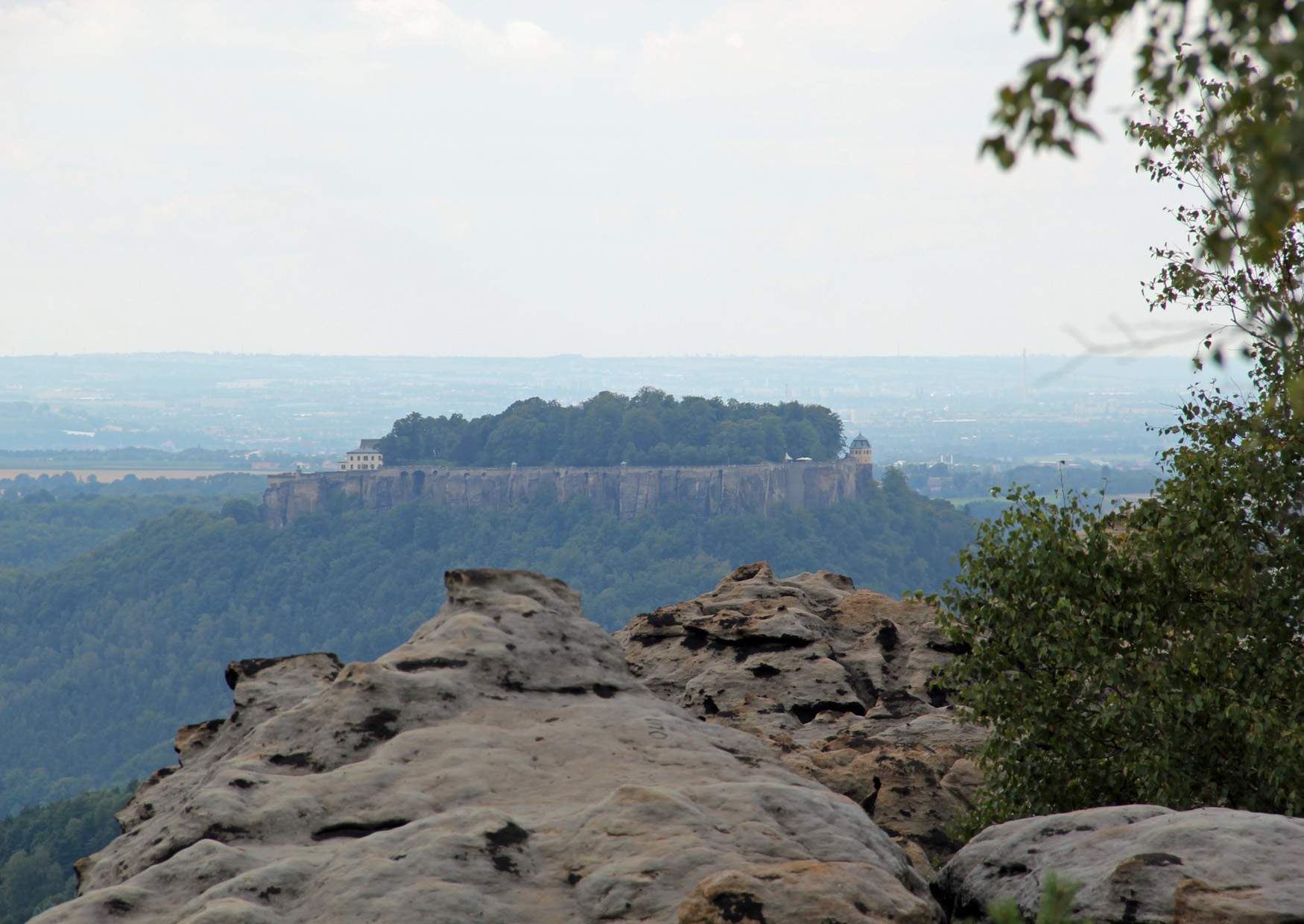 Der Blick vom Gohrisch auf die Festung Königstein